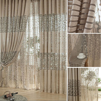 

Chic Room Leaf Bedroom Window Curtain Voile Tulle Leaf Sheer Drape Valance