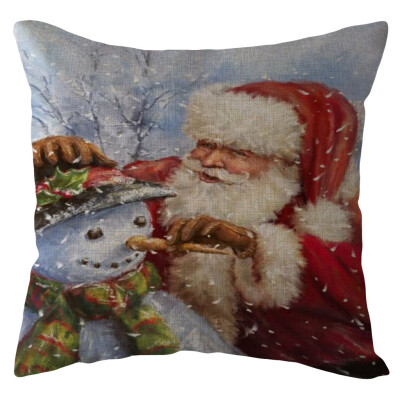 

Tailored Christmas Santa Claus Pillow Case Linen Sofa Throw Cushion Cover Home Decor