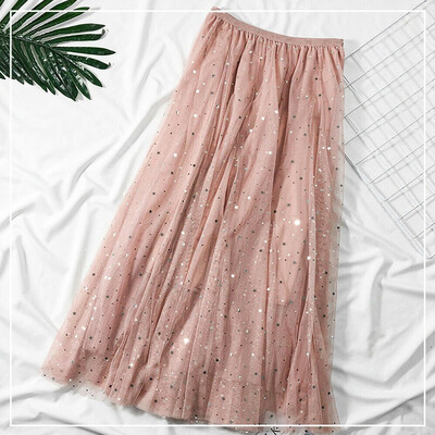 

Women Girls Big Swing Tulle Pleated Long Maxi Tutu Dress High Waist Net Skirt