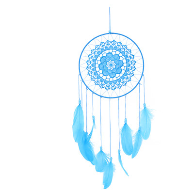 

Blue Handmade Lace Dream Catcher Feather Bead Hanging Decoration Ornament