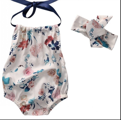 

Newborn Baby Girl Floral Romper Jumpsuit Bodysuit Headband Clothes Casual Outfit