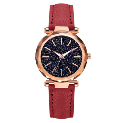 

Womens quartz watch rose gold frame starry dial decorative female student