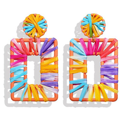 

Big Bohemian handwork Woven Earrings for Women Big Oval Hollow Alloy Statement Rattan Earring 2019 Shell Geometric Jewelry Hot