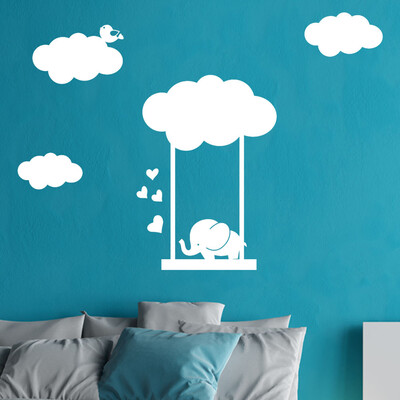 

Toponeto Elephant Swinging Removable Art Vinyl Mural Home Room Decor Wall Stickers