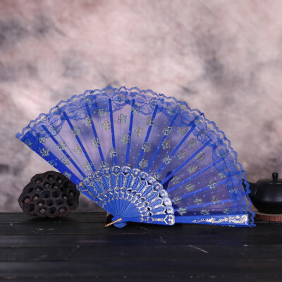 

Siaonvr Best Chinese Style Dance Wedding Party Lace Silk Folding Hand Held Flower Fan