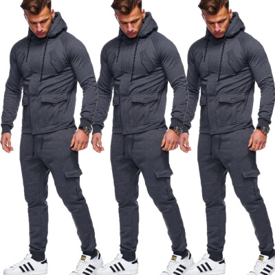 

Men Tracksuit Sports Suit Set Outwear Sweat Hoodie Long Pant Jogger Plus Size