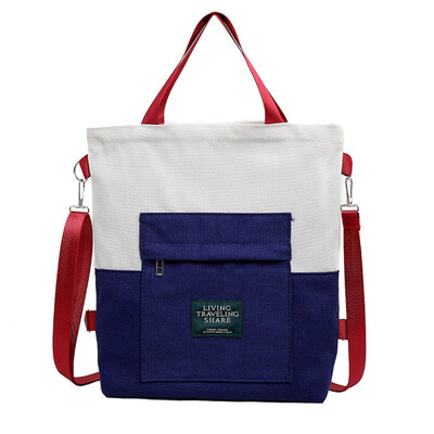 

Fashion Women Dual Color Large Canvas Crossbody Shoulder Shopping Bag Handbag