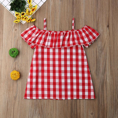 

SUNSIOM Kids Princess Baby Girls Strapless Plaid Skirt Party Pageant Dresses
