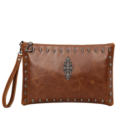 

Retro men&women hold bags men riveting hands street ghosts leather handbags wrists trendy mens bags