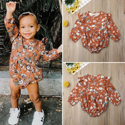 

CA Newborn Baby Girl Long Sleeve Floral Romper Bodysuit Jumpsuit Outfits Clothes