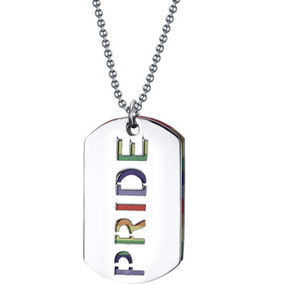 

Stainless Steel Pendant Rainbow Fashion Chain Necklace Lesbian Gay Pride Equality Tag ID Pendant Key To Heart Couple Jewelry