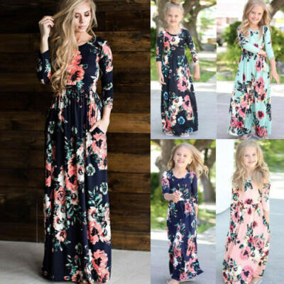 

Mommy&Me Family Matching Dress Mother Daughter Floral Holiday Maxi Dress