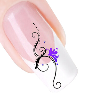 

〖Follure〗5pcs 3D Design Purple Flower Nail Tip Art Water Transfers Decal Sticker