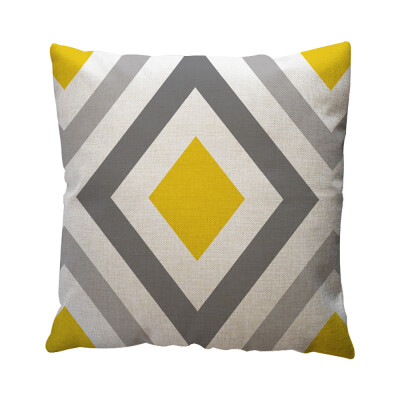 

Siaonvr Yellow Geometric Pattern Throw Pillow Case Cushion Cover Home Decor Cotton Linen