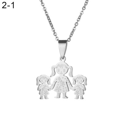 

Unique Stainless Steel Single Mother Kids Pendant Chain Necklace Jewelry Gift