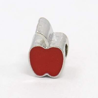 

Platinum Tone Zine Alloy Enamel European Beads Large Hole Apple Beads DarkRed 14x9x8mm Hole 55mm