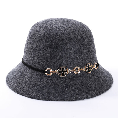 

Early spring new wool basin hat wool hat bowler hat ladies England cross felt fisherman hat