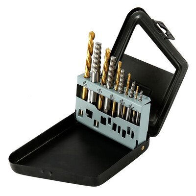 

10pcs Left Hand Drill Bit Broken Bolt Damaged Screw Extractor Set with Metal Case