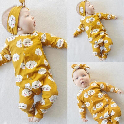 

Newborn Infant Baby Kids Girls Cloud Bodysuit Jumpsuit Romper Outfits Headband