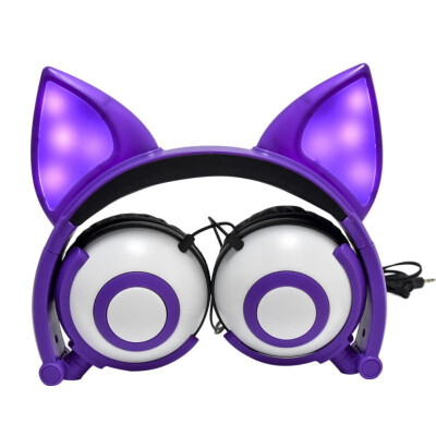 

Cartoon cut cat fox ear glowing child s Foldable Flashing Glowing cat ear s Headset Earphone