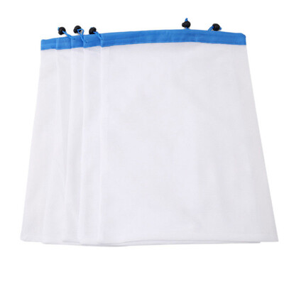 

5pcs Vegetable Fruit Mesh Bag Drawstring Potato Netting Storage Pouch Washable Reusable Foldable Toys Bag