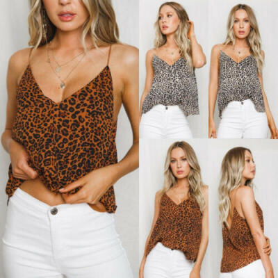 

Womens Leopard Tank Tops Sleeveless Loose Vest Blouse Summer Casual T-shirt Cami