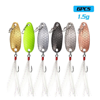 

6pcs Multi Colors Mini Metal Spoon Lures Set Hard Fishing Baits with Feather 15g2g25g35g5g75g