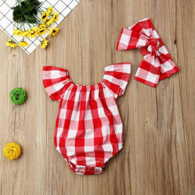 

US Toddler Baby Girls Plaid Bodysuit Romper Jumpsuit Sunsuit Clothes