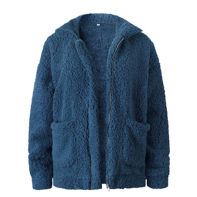 

Fashion Woman Fake Fur Coat Loose Long Sleeve Warm Fleece Basic Jacket Outwear