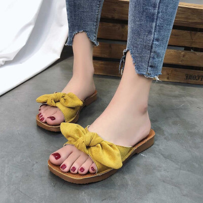 

Rose Fashion Women Summer Butterfly-Knot slipper Flat With Beach Slippers Slides