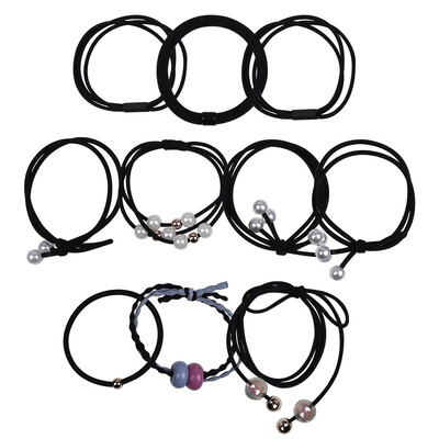

NIKA hair rope hair ring 10 piece combination set ornament tie hair band not hurt hair small fresh headdress girl black