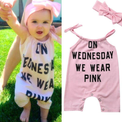 

USA Newborn Baby Girl Summer Romper Bodysuit Jumpsuit Headband Outfits Clothes