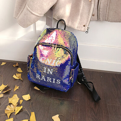 

New sequins large capacity bag female 2019 new Korean version of the wild fashion casual student bag backpack
