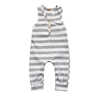 

Newborn Infant Baby Girl Boy Sleeveless Striped Romper Jumpsuit Clothes Outfits