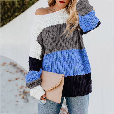 

〖Follure〗Womens Off The Shoulder Sweater Casual Knitted Loose Long Sleeve Pullover