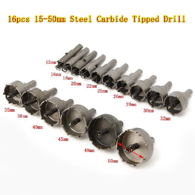 

16pcs 15161820222526283032353840454850mm Alloy Carbide Tipped Hole Saw Drill Bit Set Metal Wood Cutter