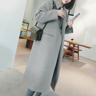 

Tailored Women Winter Warm Trench Long Coat Outwear Lapel Wool Jacket Overcoat Plus