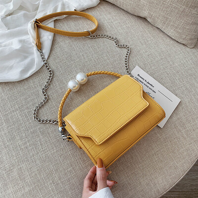 

Summer texture bag chic fashion crocodile pattern small square bag new 2019 chain womens bag shoulder Messenger bag