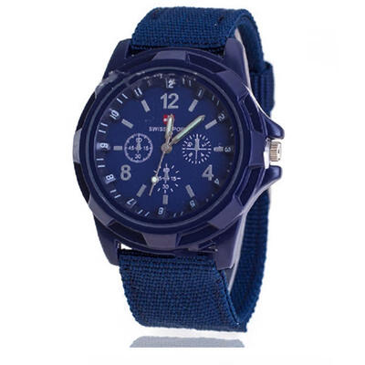 

Fashion Nylon Weave Strap Mens Quartz Watches Casual Sport Digital Wristwatches