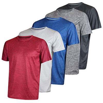 

Nomeni Men 5PC Short Sleeve Yoga Tops Quick-dry Sports Solid Tops Summer Sportswear