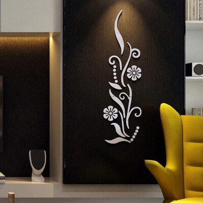

Gobestart Flower Bathroom Acrylic Mirrored Decorative Sticker Wall Art Mirror Secor Room