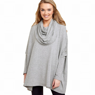 

Solid color stacked collar bat long sleeve loose hooded shirt casual bib sweatshirt womens