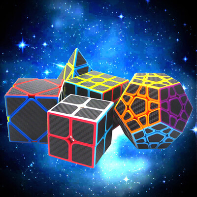 

YIWULA2x2 3x3 Skew Cube Carbon Fiber Sticker Magic Cube Puzzle Toy Set of 5
