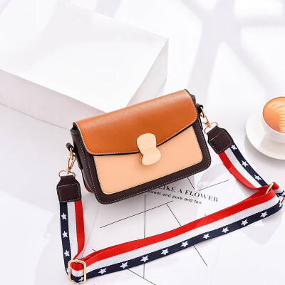 

New fashionable one-shoulder one-shoulder one-sided inclined bag wide shoulder strap tide envelope&small square bag for l