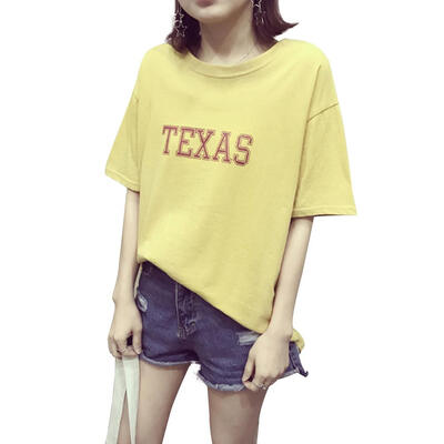 

Leisure Casual Women Tees Short Sleeve Letter Print O-Neck Summer Chic Tops