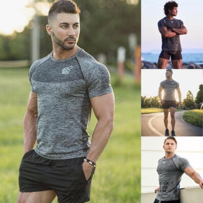 

Mens Breathable T-Shirt Wicking Cool Dry Running Gym Top Sports Performance