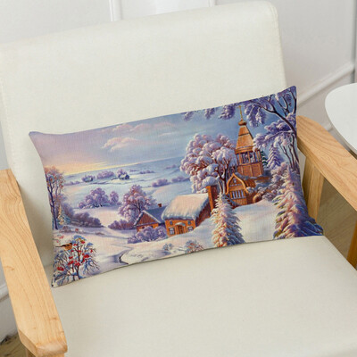 

〖Follure〗Merry Christmas Linen Pillow Cases Sofa Rectangle Cushion Cover Home Decoration