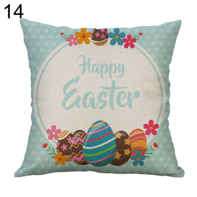 

Happy Easter Egg Rabbit Flower Pillow Case Cushion Cover Sofa Bed Car Cafe Decor