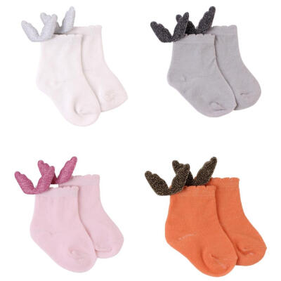 

Cute Baby Cotton Socks Solid Color Angel Wings Knee High Warm Stockings