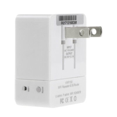 

150Mbps VRP150 Mini WiFi Repeater 80211bgn 3G Wireless Router 21A Charger 3 in 1